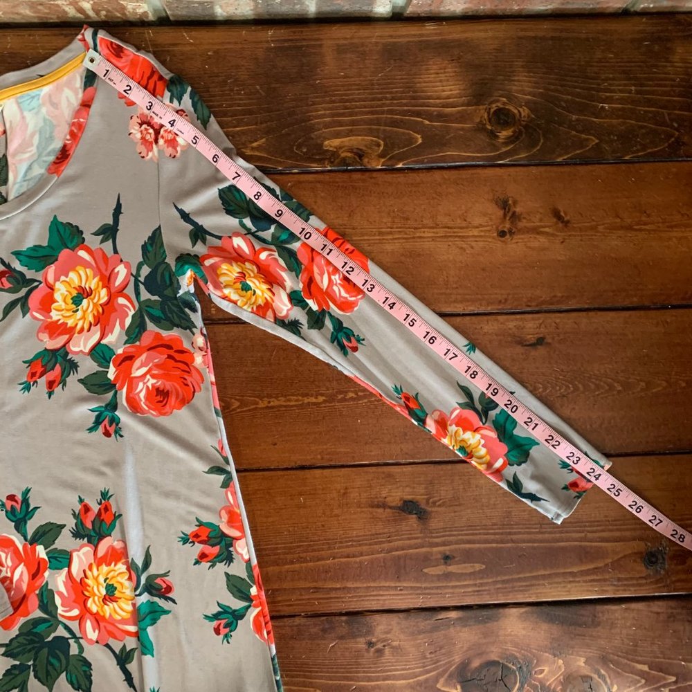 Matilda Jane Say I'm a Dreamer Gray Small Floral Long Sleeve Women's Dress EUC - Picture 12 of 14